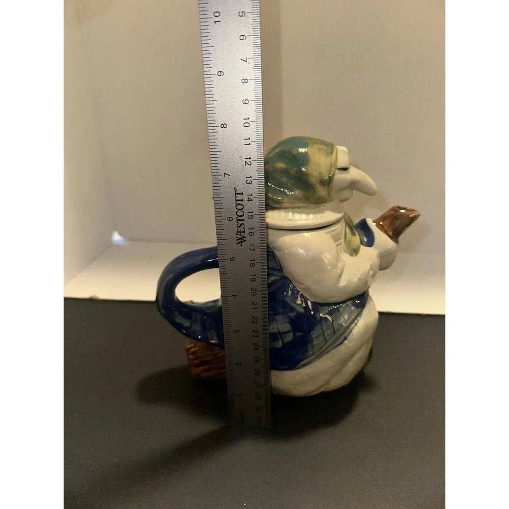 VTG Kitchen Witch On Broom Tea Potion Pot R.J. Drinkwater Ceramic Pottery